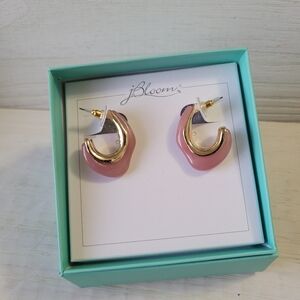 jBloom Pink and Gold Hoop Earrings